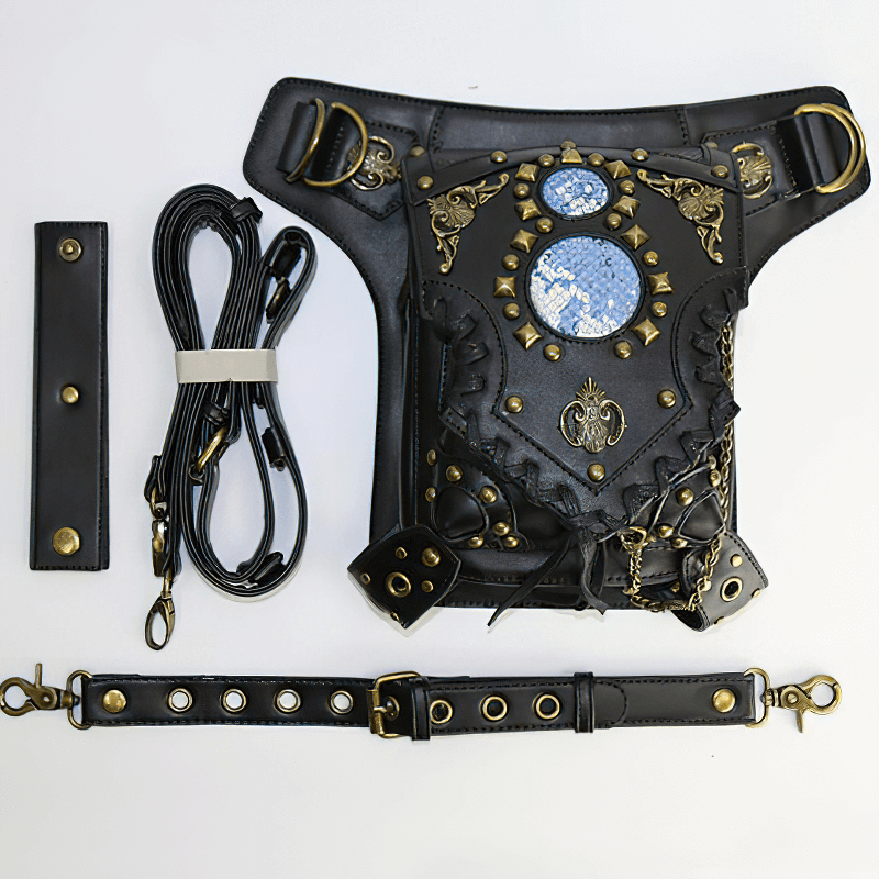 Fashion Gothic Waist Leg Bag with Chain / Motorcycle Crossbody Shoulder Bag - HARD'N'HEAVY