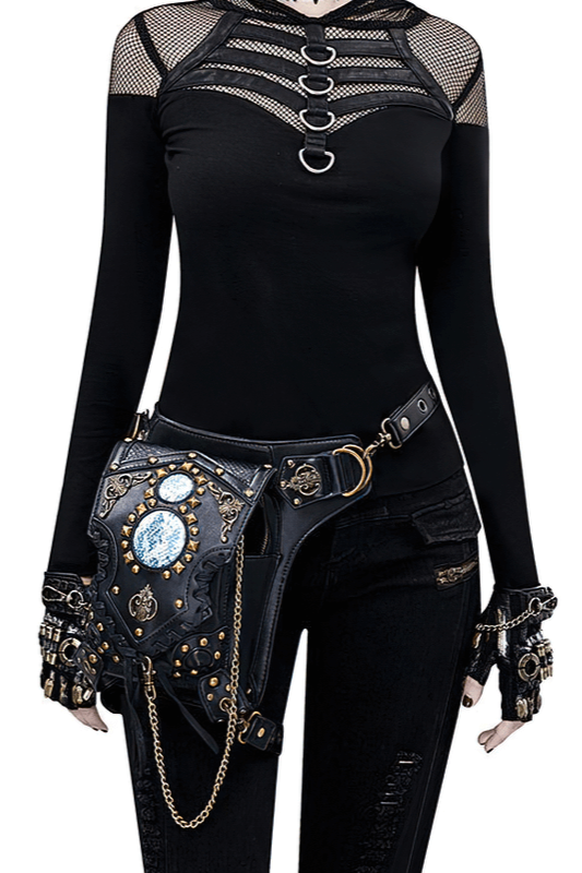 Fashion Gothic Waist Leg Bag with Chain / Motorcycle Crossbody Shoulder Bag - HARD'N'HEAVY
