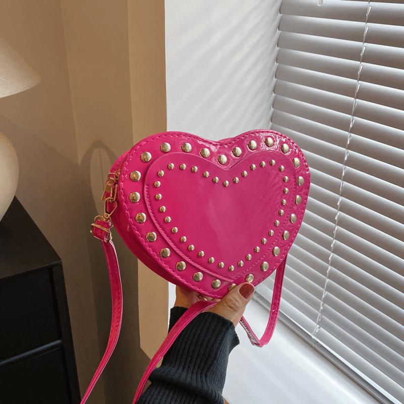 Fashion Heart Shape Small Bag with Rivets / Single Shoulder Women's Bag - HARD'N'HEAVY