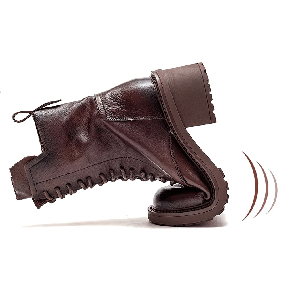 Stylish brown leather ankle boots for women with lace-up design, showcasing flexibility and modern casual flair.