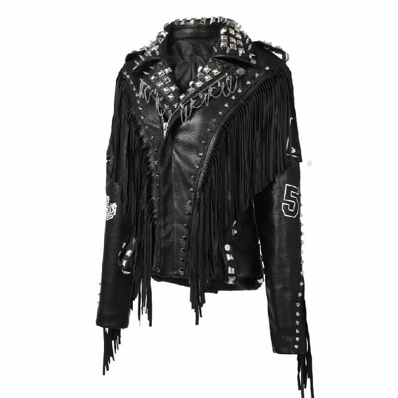 Fashion Ladies PU Leather Jacket with Rivets and Chain / Moto & Biker Jackets for Women - HARD'N'HEAVY