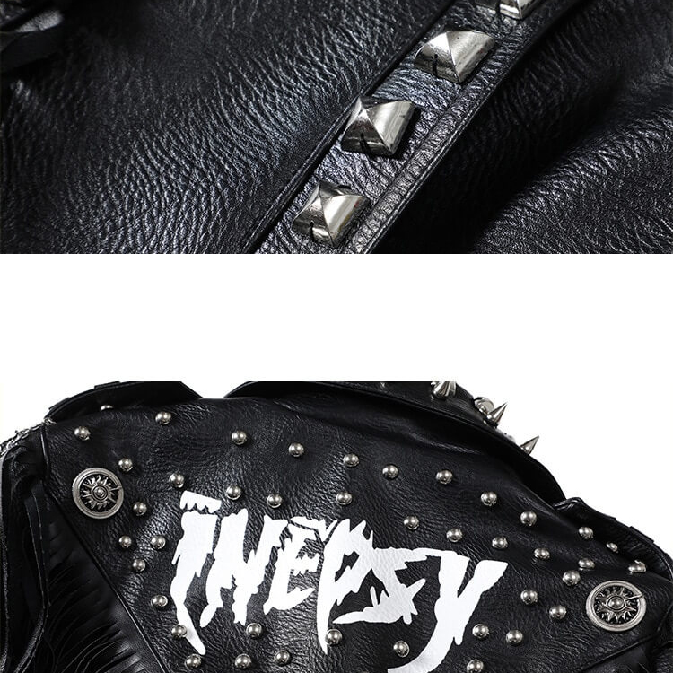 Fashion Ladies PU Leather Jacket with Rivets and Chain / Moto & Biker Jackets for Women - HARD'N'HEAVY