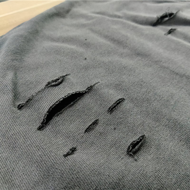 Fashion Loose Ripped Pullover / Men's Solid Color Cotton Sweatshirt / Punk Casual Tops - HARD'N'HEAVY