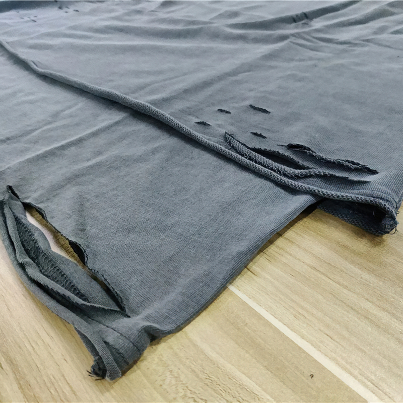 Fashion Loose Ripped Pullover / Men's Solid Color Cotton Sweatshirt / Punk Casual Tops - HARD'N'HEAVY