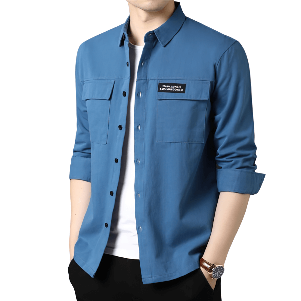 Fashion Male Cotton Long Sleeves Shirt / Comfortable Men's Single Breasted Shirts with Pockets