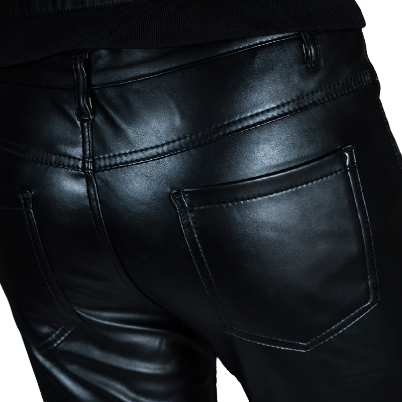 Fashion Male Skinny Biker Faux Leather Pants / Motorcycle Trousers For Men - HARD'N'HEAVY