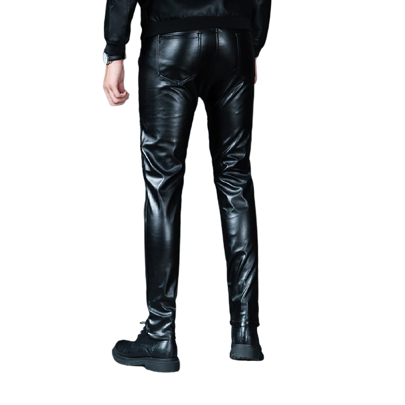 Fashion Male Skinny Biker Faux Leather Pants / Motorcycle Trousers For Men - HARD'N'HEAVY