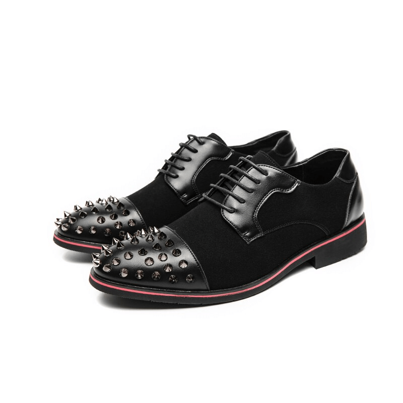 Fashion Men's Dress Shoes with Spikes / Alternative Style Lace-up Male Shoes - HARD'N'HEAVY