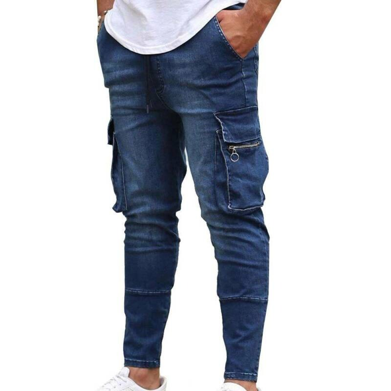 Fashion Men's Slim Jeans with Multi-pockets / Alternative Male Clothing - HARD'N'HEAVY
