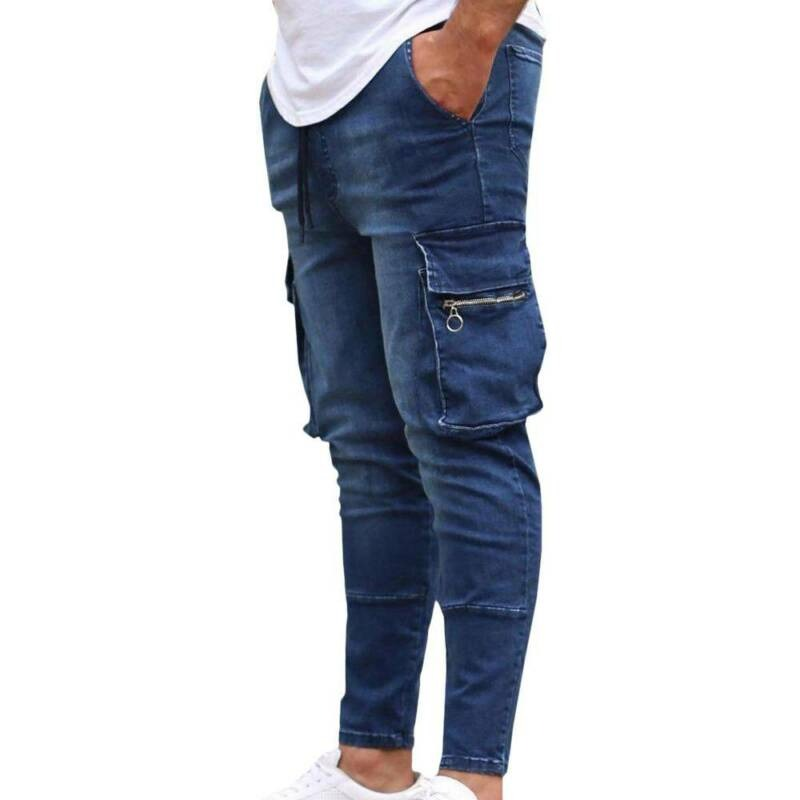 Fashion Men's Slim Jeans with Multi-pockets / Alternative Male Clothing - HARD'N'HEAVY