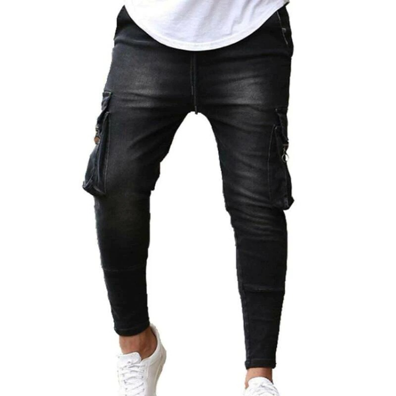 Fashion Men's Slim Jeans with Multi-pockets / Alternative Male Clothing - HARD'N'HEAVY