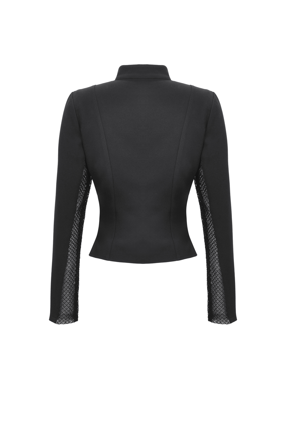 Fashion Mesh Panel High Collar Women's Jacket with Zipper