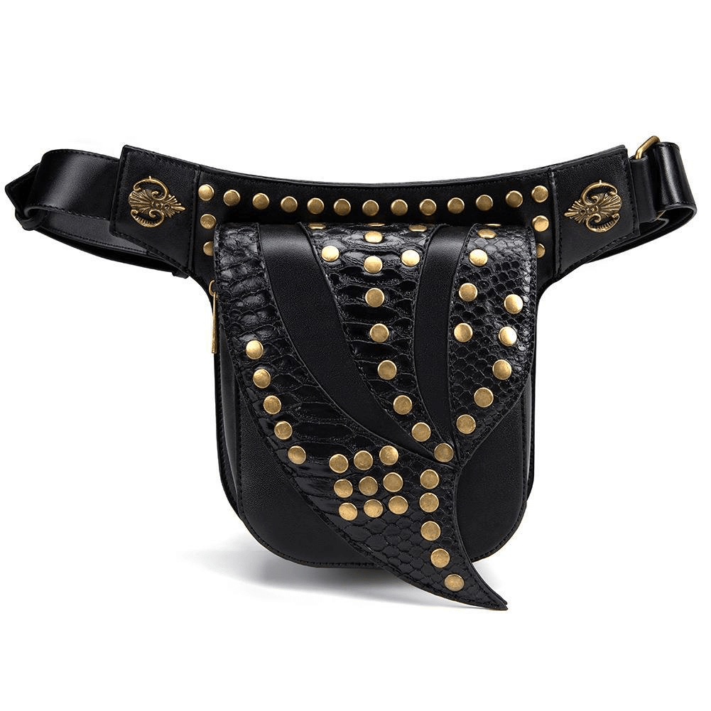 Fashion Motorcycle Waist Leg Bag / Steampunk Chest Bag with Rivets - HARD'N'HEAVY