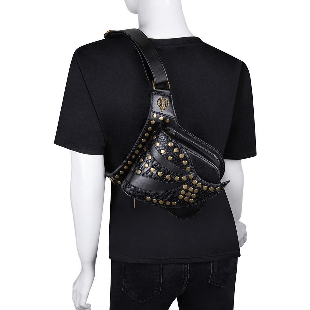 Fashion Motorcycle Waist Leg Bag / Steampunk Chest Bag with Rivets - HARD'N'HEAVY