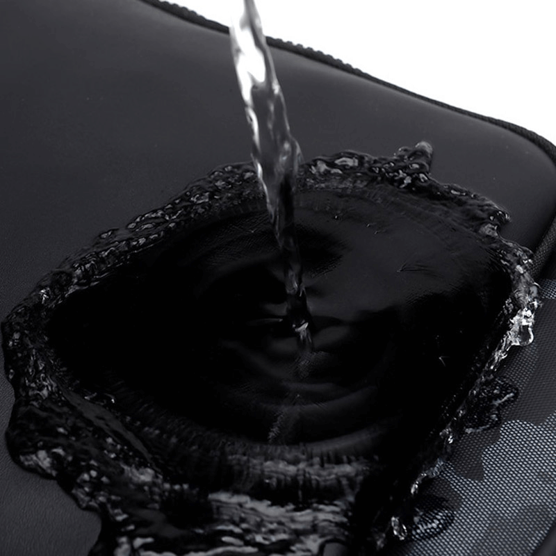 Water cascading over a fashion multifunctional waterproof backpack, showcasing its water-resistant capabilities.