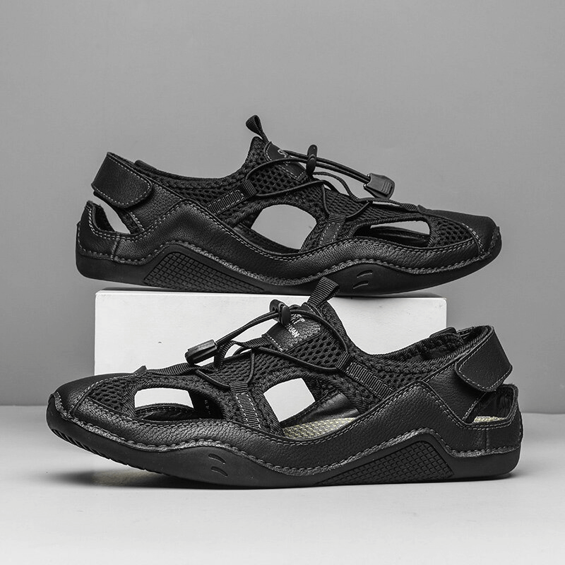 Stylish men's breathable non-slip leather sandals perfect for casual outdoor adventures.