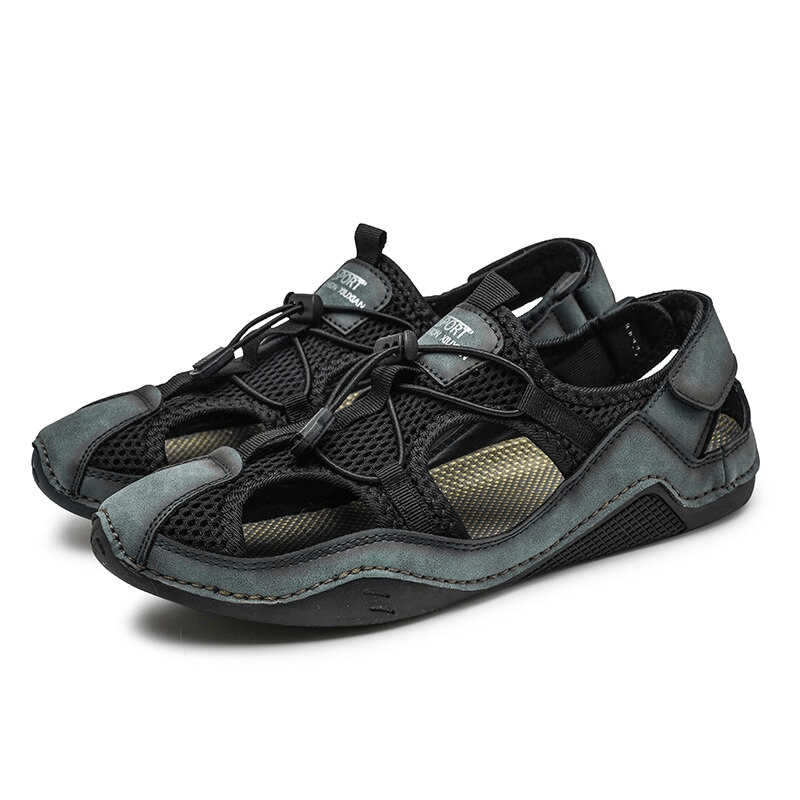 Stylish men's breathable non-slip leather sandals for outdoor comfort and casual wear.