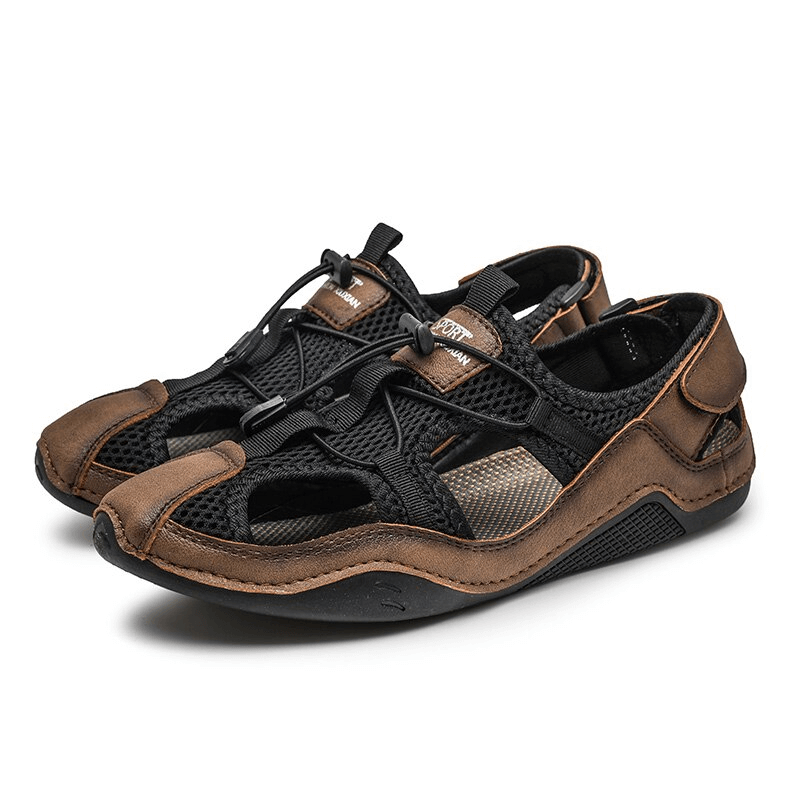 Fashion Outdoor Non-slip Leather Sandals for Men / Male Breathable Casual Shoes - HARD'N'HEAVY