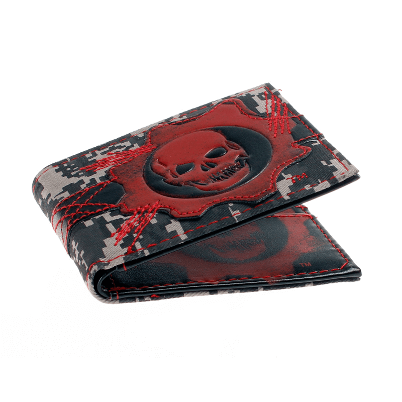 Unisex gothic-style PU leather wallet with skull design, featuring a dark aesthetic and premium craftsmanship.