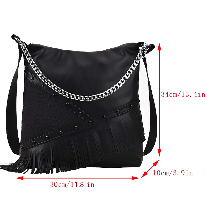 Fashion Punk Tassel Single-Shoulder Bag with Chain for Women - HARD'N'HEAVY