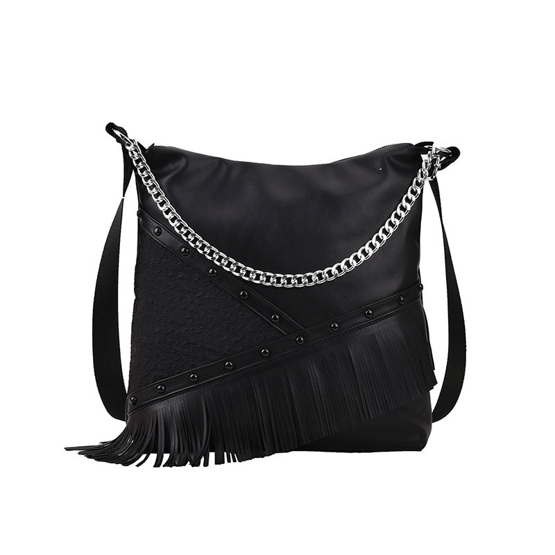 Fashion Punk Tassel Single-Shoulder Bag with Chain for Women - HARD'N'HEAVY