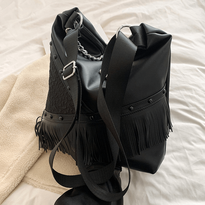 Fashion Punk Tassel Single-Shoulder Bag with Chain for Women - HARD'N'HEAVY