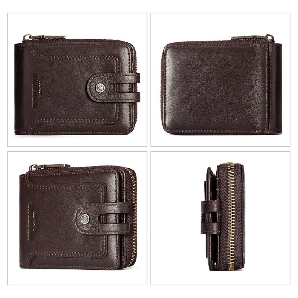 Fashion Purse for Men / Genuine Leather Wallet on Zipper / Multifunction Short Wallet - HARD'N'HEAVY