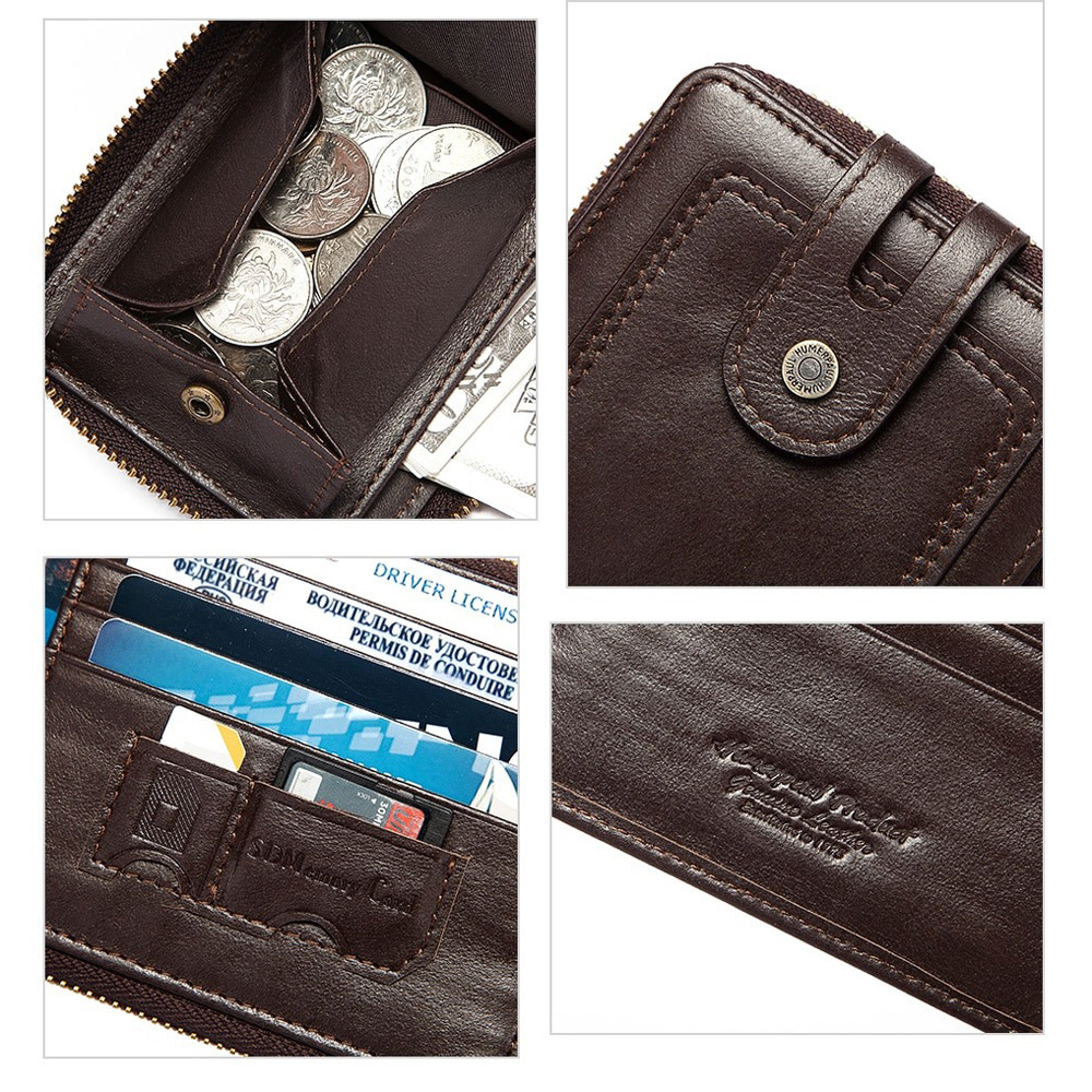 Fashion Purse for Men / Genuine Leather Wallet on Zipper / Multifunction Short Wallet - HARD'N'HEAVY