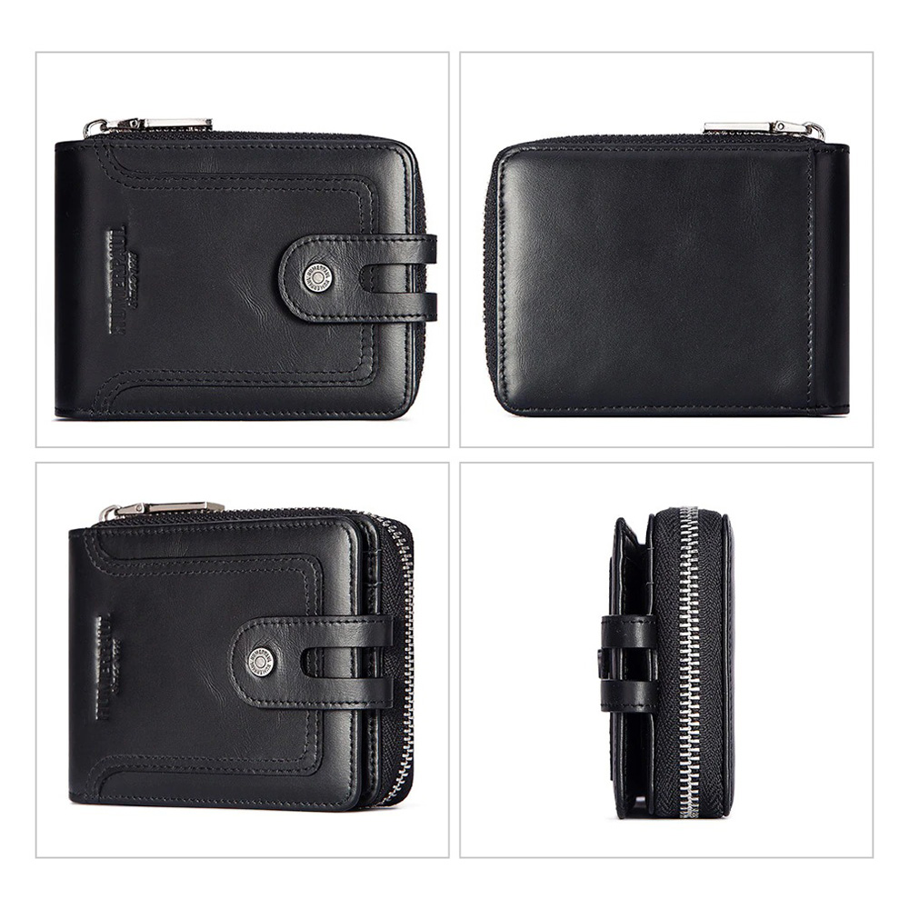 Fashion Purse for Men / Genuine Leather Wallet on Zipper / Multifunction Short Wallet - HARD'N'HEAVY