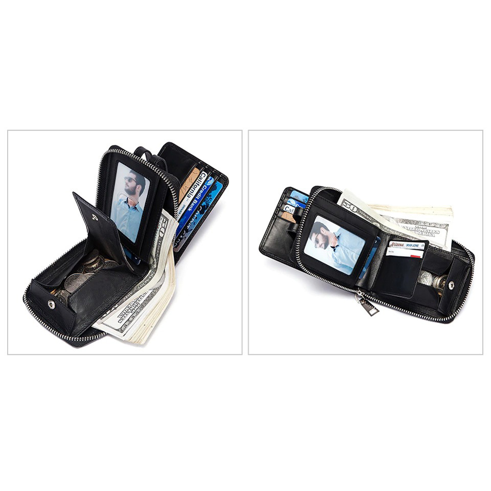 Fashion Purse for Men / Genuine Leather Wallet on Zipper / Multifunction Short Wallet - HARD'N'HEAVY