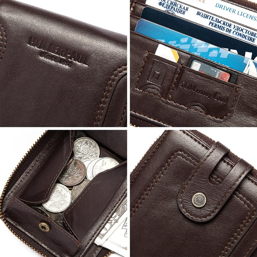 Fashion Purse for Men / Genuine Leather Wallet on Zipper / Multifunction Short Wallet - HARD'N'HEAVY