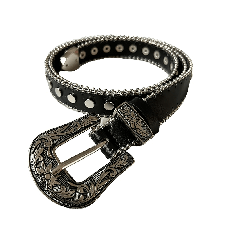Fashion Rivets Belt With Decoreted Buckle / Punk Rock Accessories - HARD'N'HEAVY