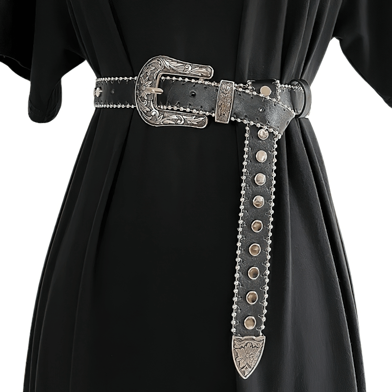 Fashion Rivets Belt With Decoreted Buckle / Punk Rock Accessories - HARD'N'HEAVY
