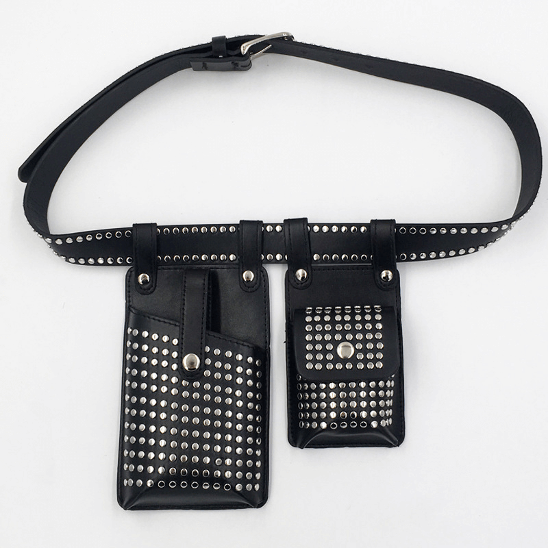 Fashion Rivets Detachable Double Waist Bag / Punk Bag With Adjustable Belt - HARD'N'HEAVY