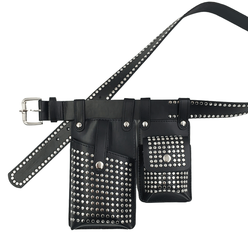 Fashion Rivets Detachable Double Waist Bag / Punk Bag With Adjustable Belt - HARD'N'HEAVY