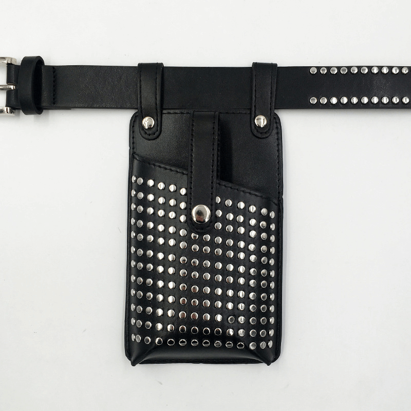 Fashion Rivets Detachable Double Waist Bag / Punk Bag With Adjustable Belt - HARD'N'HEAVY