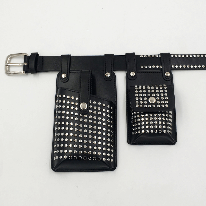 Fashion Rivets Detachable Double Waist Bag / Punk Bag With Adjustable Belt - HARD'N'HEAVY