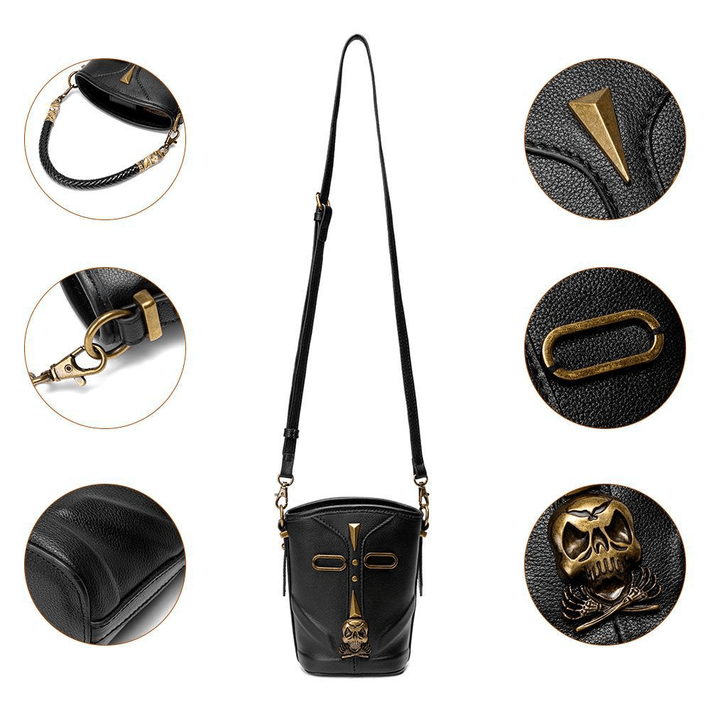 Fashion Rivets Small Shoulder Bag / Steampunk Skull Bucket Bag for Women - HARD'N'HEAVY