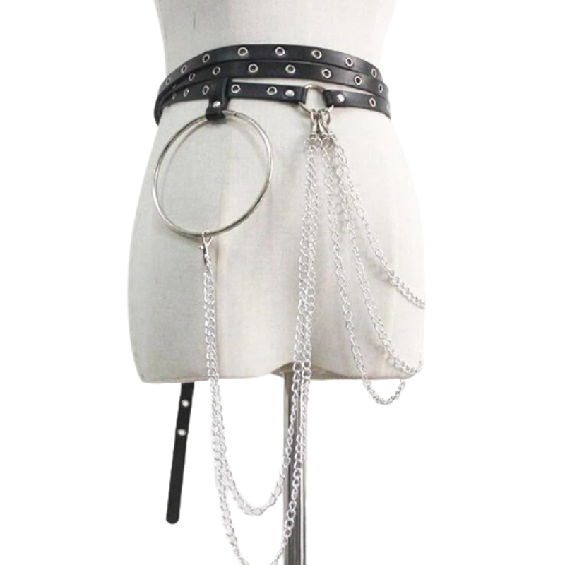 Fashion Rock Small Belt with Chains / Women's Black Body Bandage / Cool Waist Chain - HARD'N'HEAVY