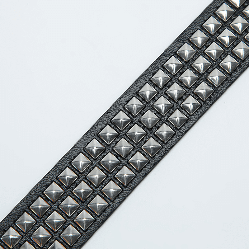 Fashion Square Beads Rivets Jeans Belt / Goth Leather Buckle Belt - HARD'N'HEAVY