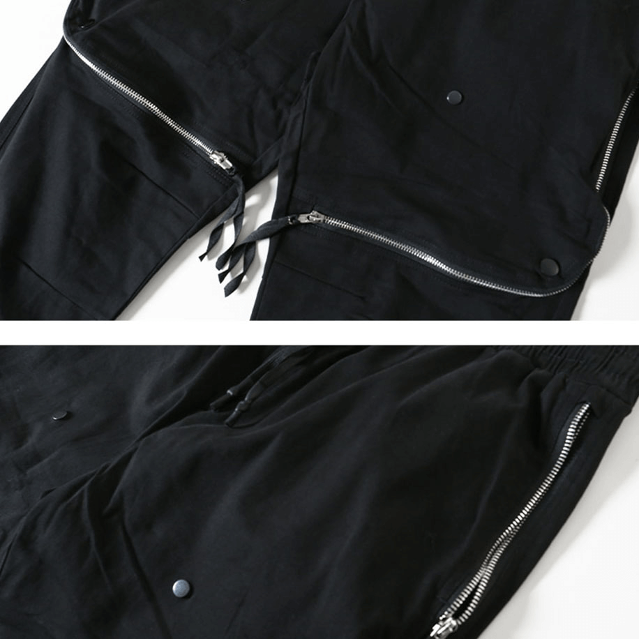 Fashion Tactical Zipper Trousers / Male Elastic Waist Functional Pants - HARD'N'HEAVY