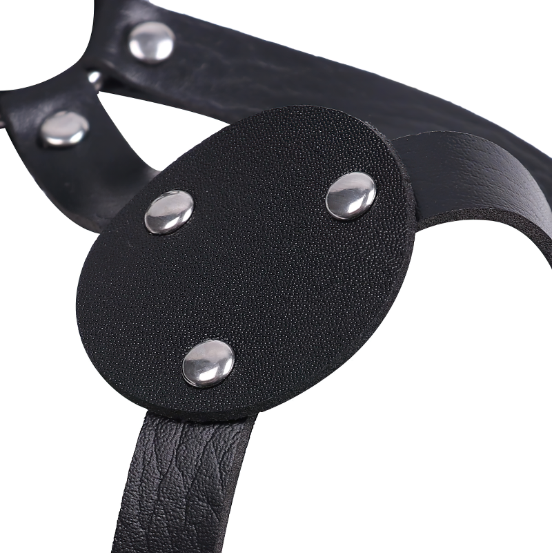 VENTE UE de Body/Bretelle en Cuir PU Noir pour Femmes à la Mode avec Anneaux Métalliques