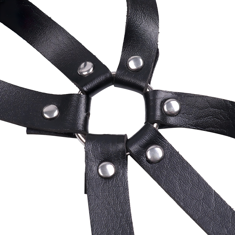 VENTE UE de Body/Bretelle en Cuir PU Noir pour Femmes à la Mode avec Anneaux Métalliques