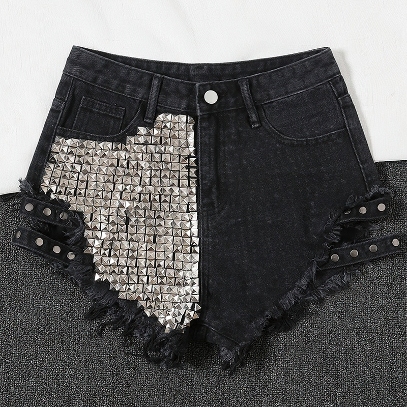 Fashion Women's Denim Mini Shorts / High Waisted Ladies Distressed Shorts - HARD'N'HEAVY