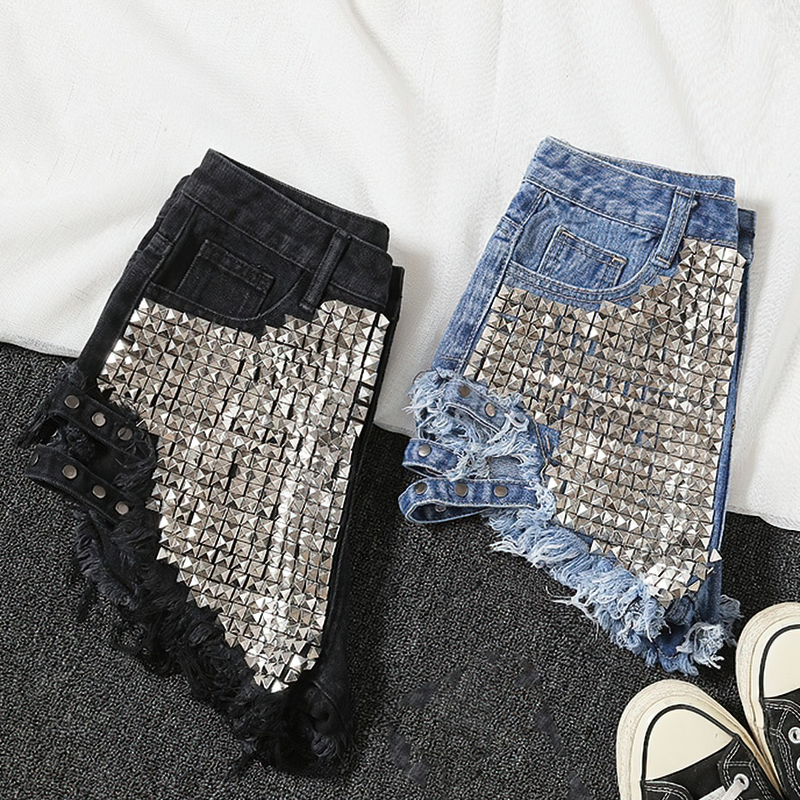 Fashion Women's Denim Mini Shorts / High Waisted Ladies Distressed Shorts - HARD'N'HEAVY