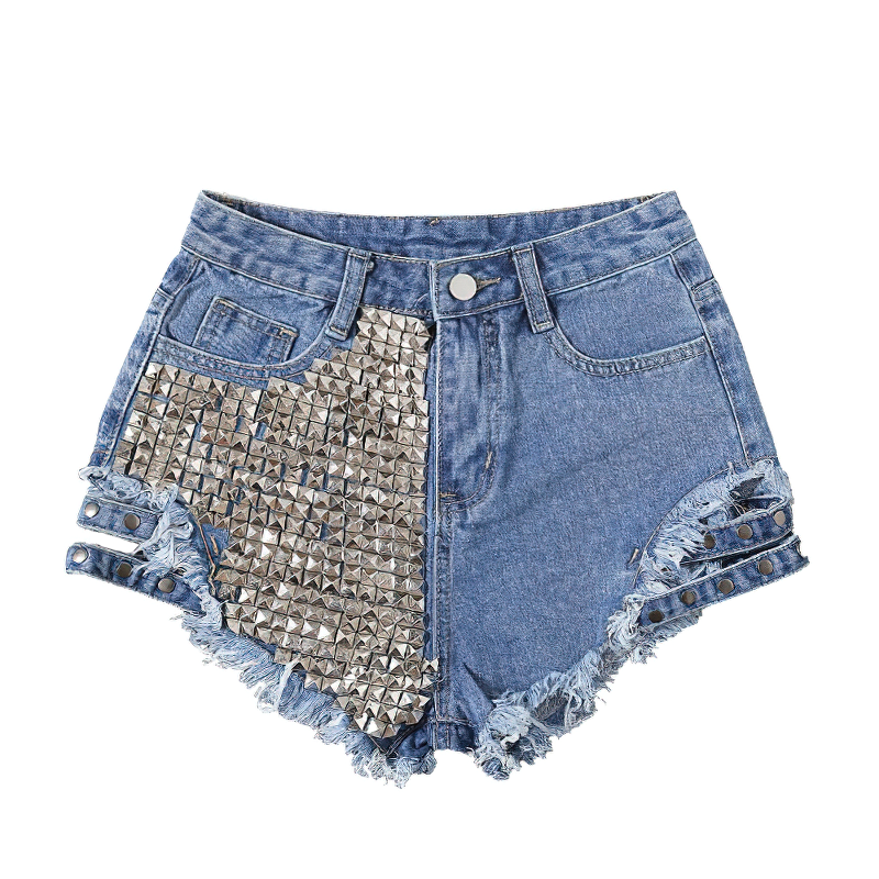 Fashion Women's Denim Mini Shorts / High Waisted Ladies Distressed Shorts - HARD'N'HEAVY