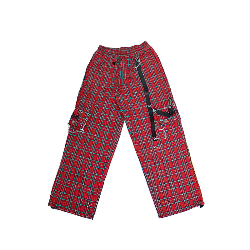 Fashion Women's High Waist Plaid Pants / Punk Pattern Loose Trousers / Alternative Clothing - HARD'N'HEAVY