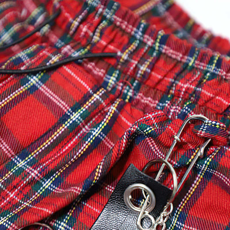 Fashion Women's High Waist Plaid Pants / Punk Pattern Loose Trousers / Alternative Clothing - HARD'N'HEAVY