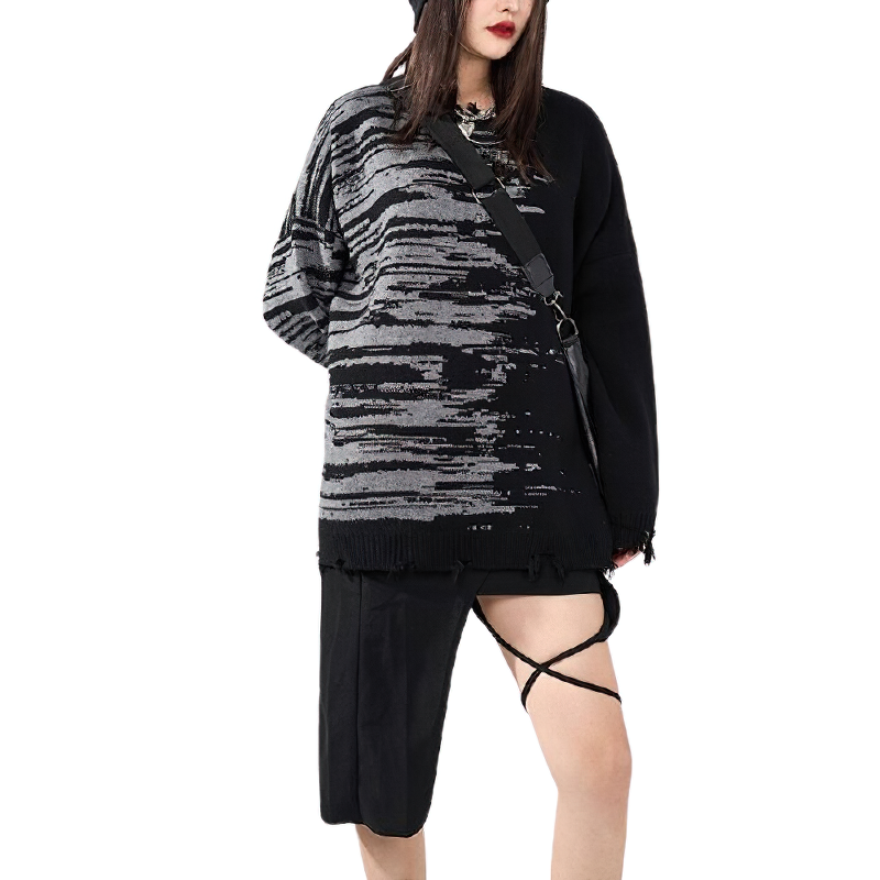 Fashion Women's Knitted Oversized Long Sleeve Sweaters / Ledies Streetwear Clothes - HARD'N'HEAVY