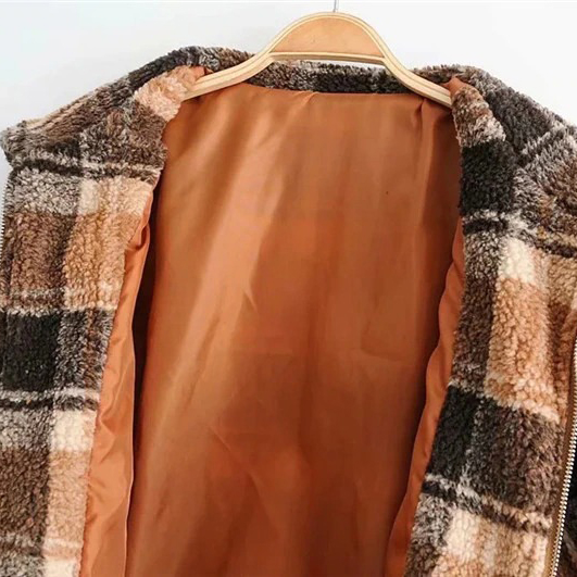 Fashion Women's Plaid Lamb Wool Jacket / Vintage Zipper Fleece Warm Jacket - HARD'N'HEAVY